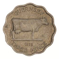 Coin - 3 Pence, Guernsey, Channel Islands, 1959