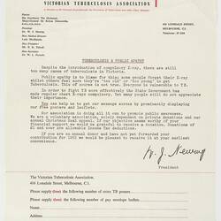 Leaflet - Tuberculosis & Public Apathy, Victorian Tuberculosis Association, circa 1950s