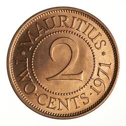 Coin - 2 Cents, Mauritius, 1971