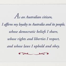 Bookmark - Australian Citizenship Affirmation Pack, Department of Immigration