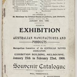 Catalogue - ANA, Fourth Australian Exhibition, Jan-Feb 1908