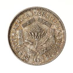 Coin - 6 Pence, South Africa, 1938