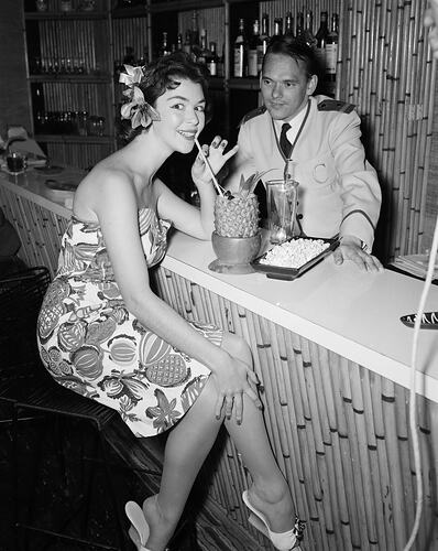 Woman with Bartender, Chevron Hotel, Melbourne, Victoria, 1958