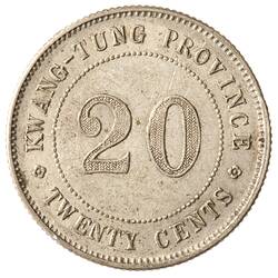 Coin - 20 Cents, Kwangtung, China, Chinese Republic, 1919 (Year 8)
