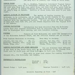 Information Sheet - P&O SS Stratheden, 'Today's Events', Approaching Melbourne, 13 Dec 1961
