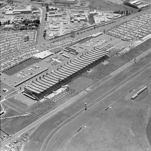 Negative - Aerial View of Sandown Racecourse & Surrounding Suburb, Springvale, Victoria, 27 Dec 1969