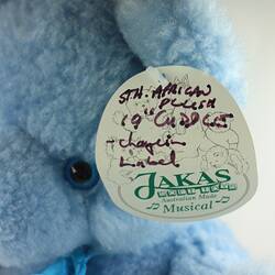 Teddy Bear - Jakas Soft Toys, Light Blue, Musical, Melbourne, circa 1998