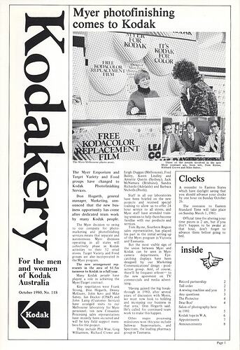 Newsletter - 'Australian Kodakery', No 118, Oct 1980