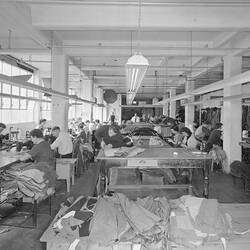 Negative - Female & Male Textile Employees Assembling Garments, 1950s