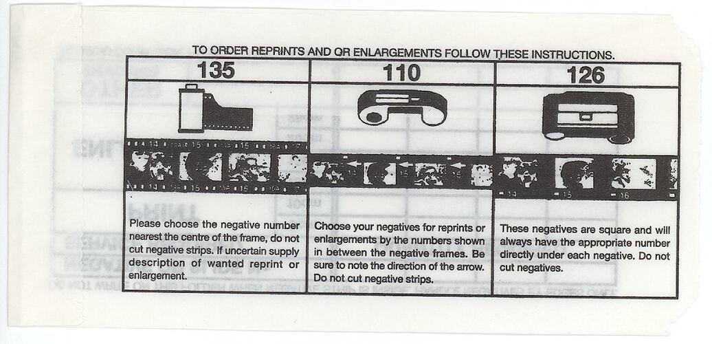 Envelope - Kodak Australasia Pty Ltd, Re-Order Envelope for 135, 110 and 126 Film, 1960 - 1980