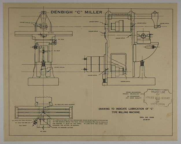 Technical line drawing of machine details.