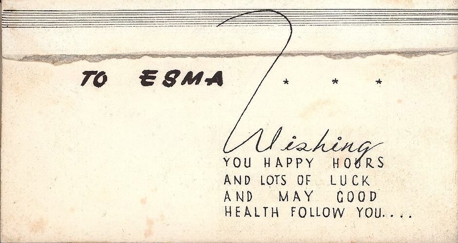 Card - Farewell, Esma Banner, Australia, circa 1944-45