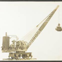 Photograph - A.T. Harman & Sons, Side View of a Rail-Mounted Excavator, circa 1923