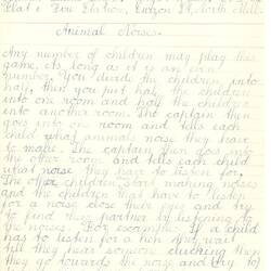 Document - Elaine Boyle, Addressed to Dorothy Howard, Description of Animal Game 'Animal Noises', 25 Aug 1954