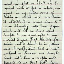 Off white page with handwritten text in black ink. Page 2.