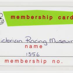 Membership Card - Racing Victoria, Phar Lap Club, 1998