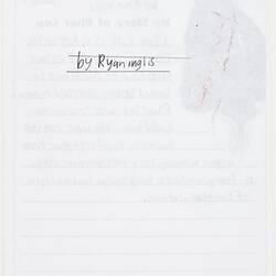 Letter - My Story of Phar Lap, Ryan Inglis, 1999 (Page 2 of 2)