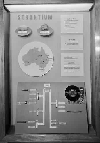 Strontium display in Queen's Hall, Institute of Applied Science (Science Museum), Melbourne, 1960s