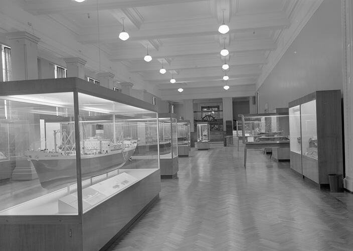 Shipping exhibit in Bindon Hall, Science Museum, Melbourne, 1971