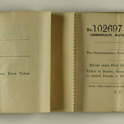 Inside pages of booklet showing tear-off tickets.