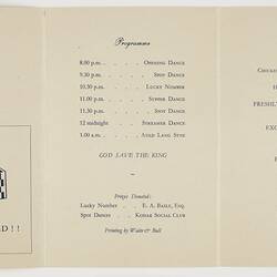 Programme - Kodak Australasia Pty Ltd, 'First Annual Ball', Sydney, 12 Oct 1946, Obverse