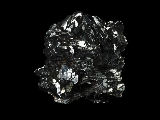 Shiny metallic crystals.