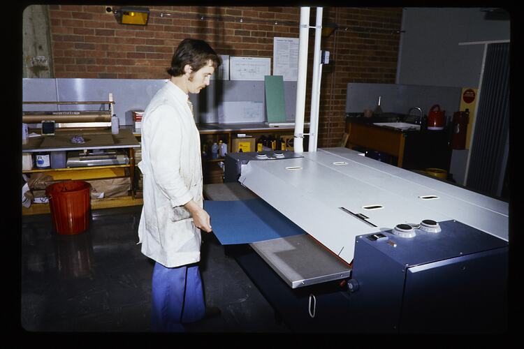 Kodak Australasia Pty Ltd, Worker Operating a Processing Machine, Coburg, 1974