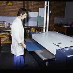 Kodak Australasia Pty Ltd, Worker Operating a Processing Machine, Coburg, 1974
