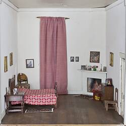 Dolls' House - F.A. Clemons, 'Pendle Hall', 1940s, Room 3, Mr and Mrs Proudfoot's Bedroom, Furnished