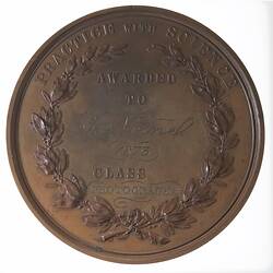 Medal - Agricultural Society of New South Wales, Practice with Science, 1873 AD