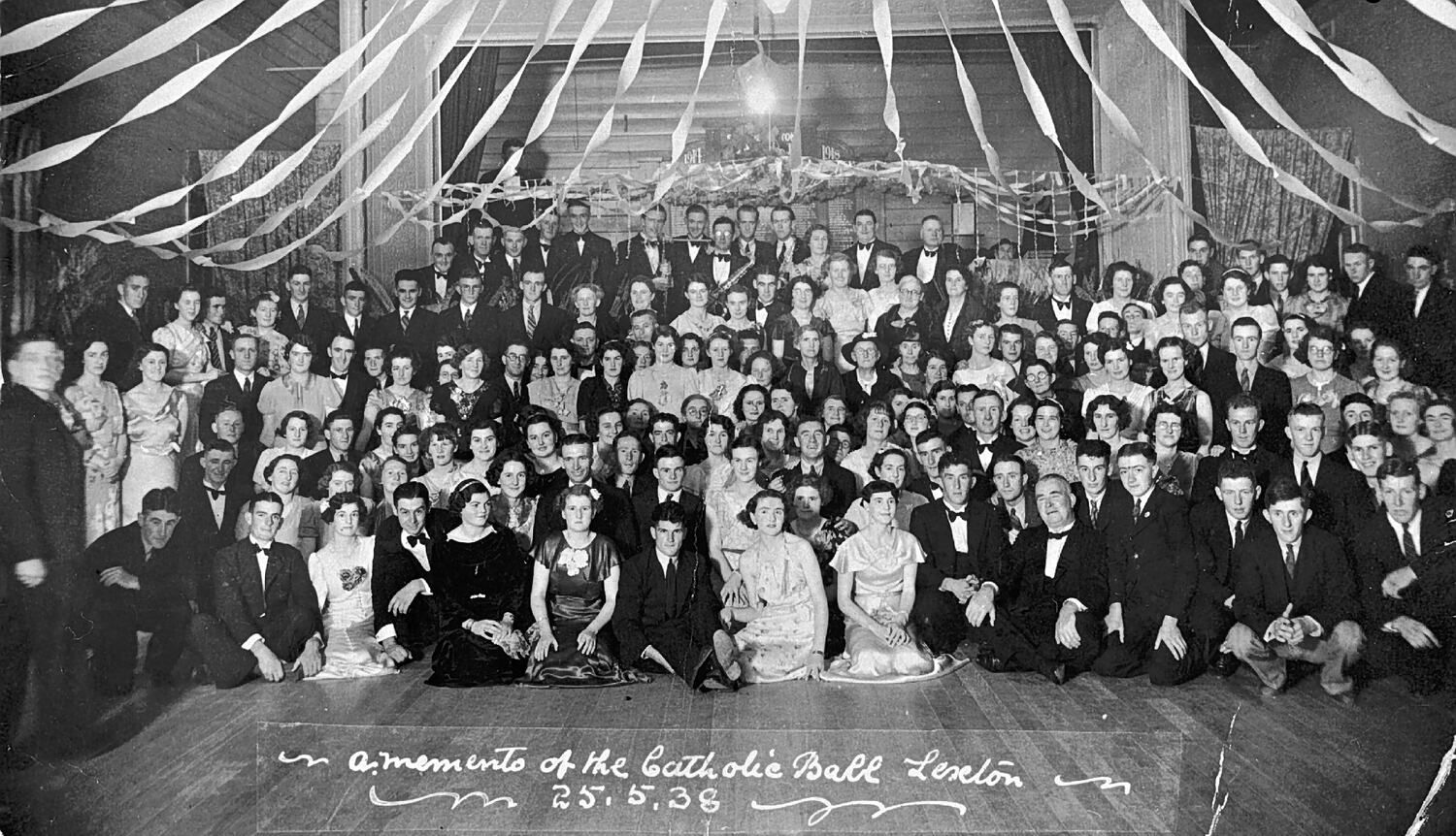 Negative - 'A Memento of the Catholic Ball', Lexton, Victoria, 25 May 1938