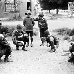 Negative - Boys Playing Marbles, Possibly Ballarat District, Victoria, circa 1920