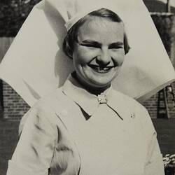 Digital Photograph - Rosemary Havill Norman Wearing Royal Melbourne Hospital Staff Nurse's Uniform, Melbourne, circa 1955