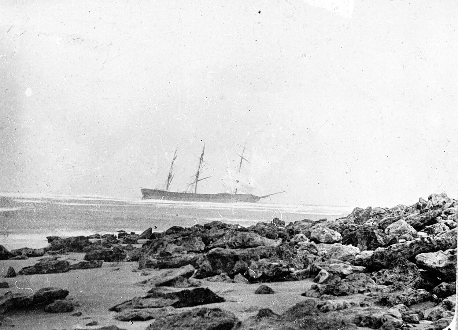 Negative - Shipwreck of Joseph H. Scammell, Torquay, Victoria, 1891