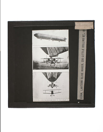 Lantern Slide - Launching a Scouting Plane from H.M. Rigid Airship