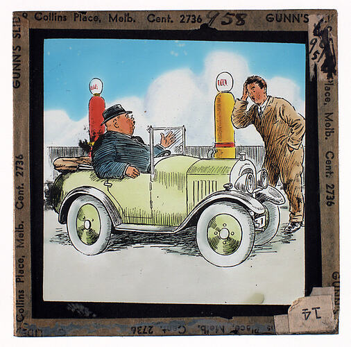 Lantern Slide - Universal Opportunity League, Man in Green Car