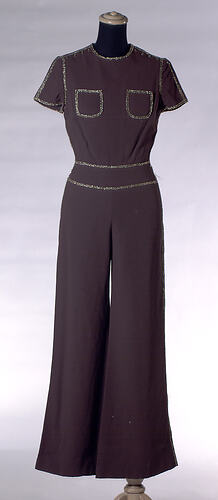 Jumpsuit - Brown and Gold Crepe