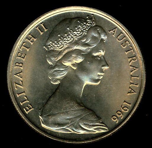 Coin - 10 Cents, Australia, 1966, photographed by Museums Victoria