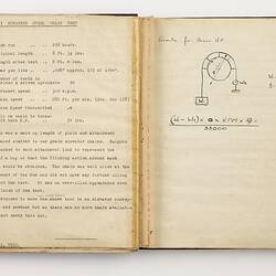 Open book with off white pages. Diagram on right page.