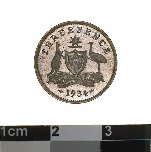 Proof Coin - Threepence, Australia, 1934, photographed by Museums Victoria