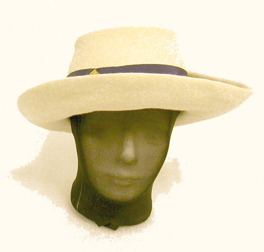 Hat - Cream Felt with Blue Band