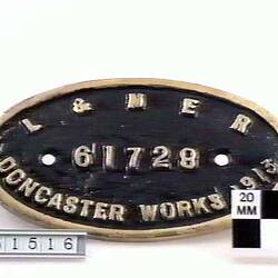 Locomotive Builders Plate - London & North Eastern Railway, Doncaster, England, 1913