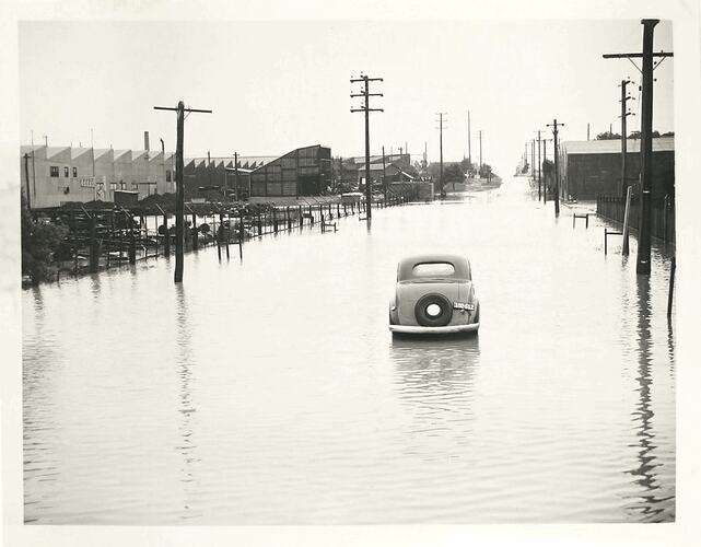Photograph - Flood Damage at HV McKay Massey Harris Factory, Sunshine, 1946