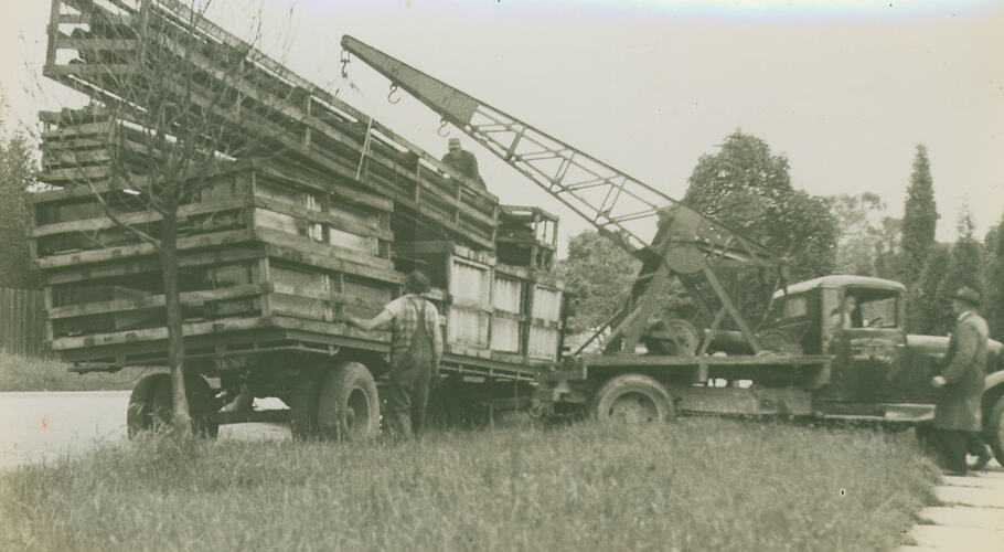 Photograph - Daniel Harvey Agricultural Implement Manufacturer, Mobile Crane Unloading Equipment, circa 1940