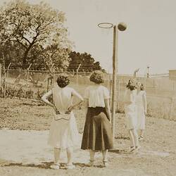 Kodak Women's Basketball Team Practising, Abbotsford, 1932