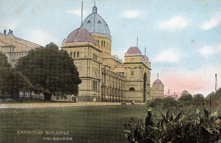 Postcard - South West Facade, Exhibition Building, Melbourne, circa 1908