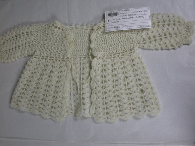 Matinee Jacket - Cream, Crocheted, circa 1950s