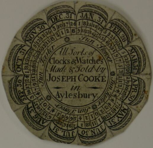 Watch Paper - Joseph Cooke, London, 1777