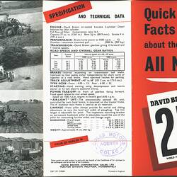 Descriptive Leaflet - David Brown 2D Tractor, 1956