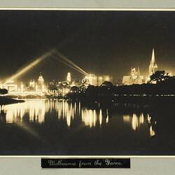 Photograph - State Electricity Commission, Melbourne Centenary Illuminations, Melbourne from the Yarra, Victoria, Australia, 1934